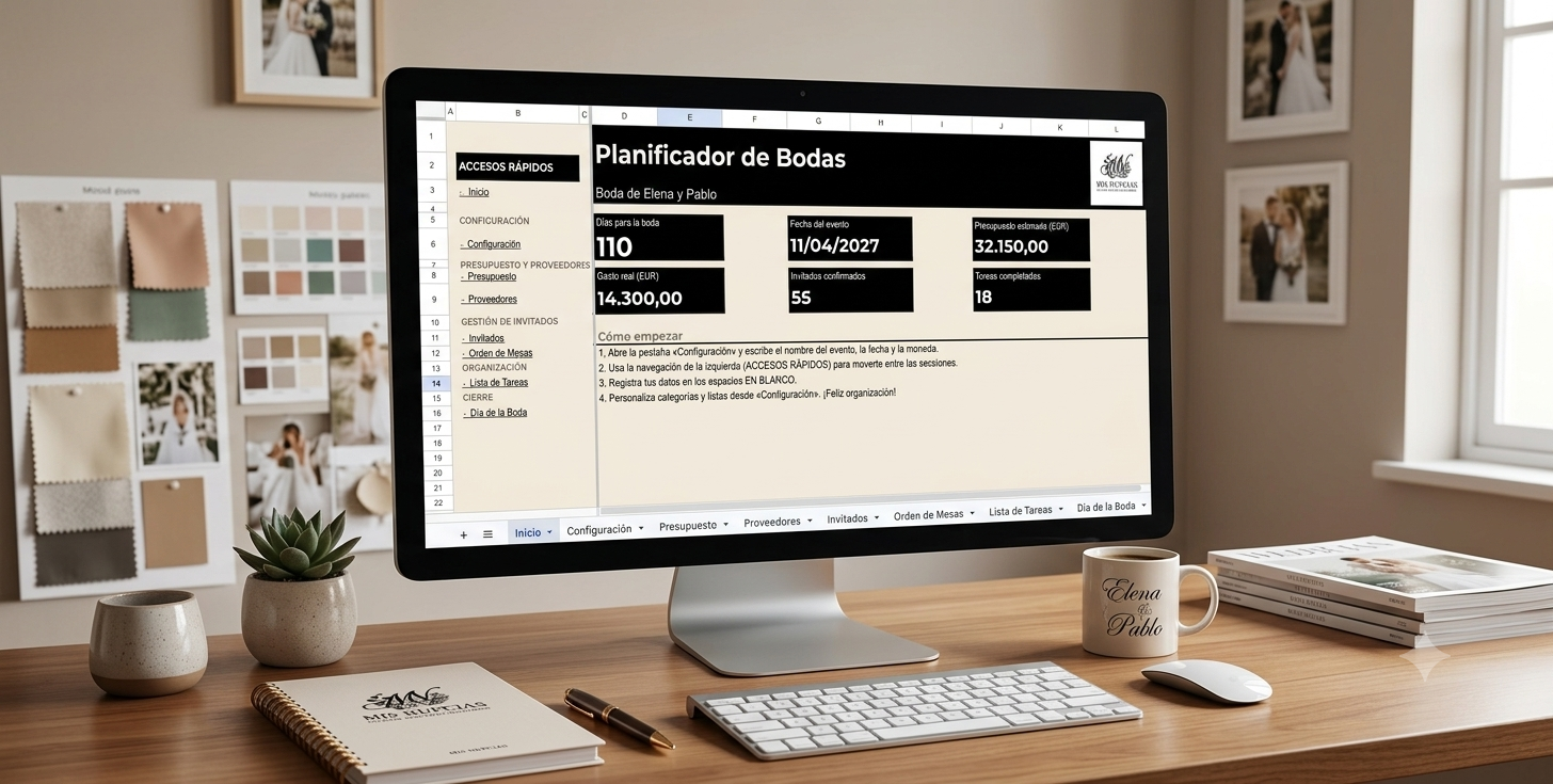 ¡Empieza la cuenta atrás! Descarga tu organizador de boda 100% gratuito